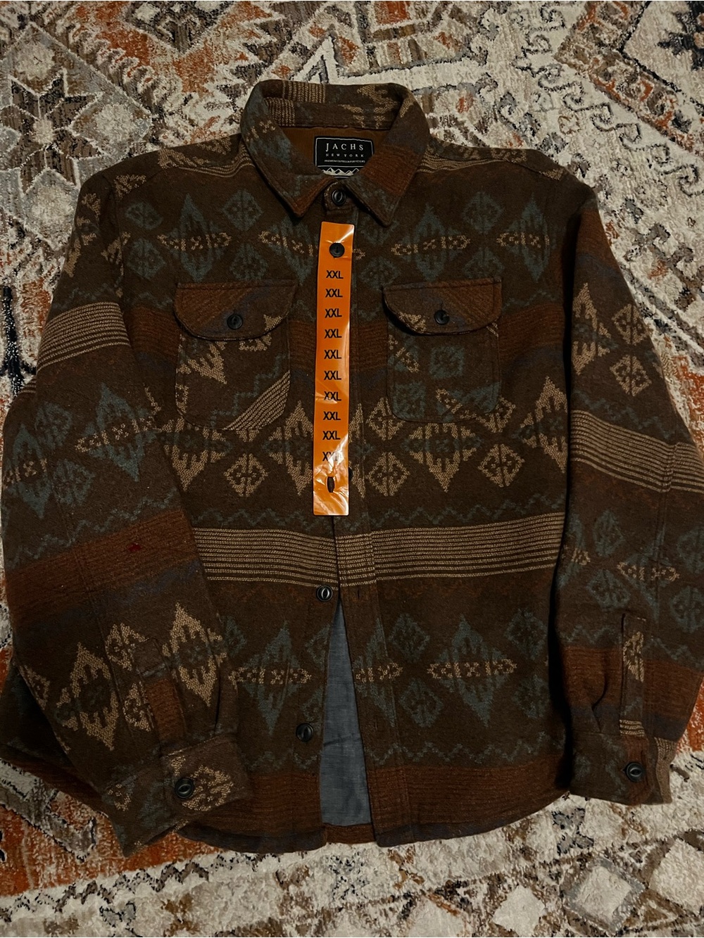 Jachs Men's Brown & Olive Patterned Shirt Jacket